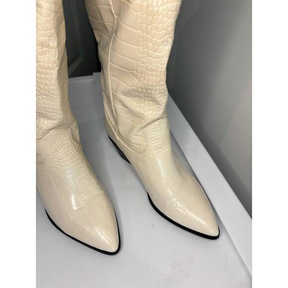 Billini White Croc Embossed Howie Cowboy Western Boots Women’s Size 7 - Picture 3 of 10
